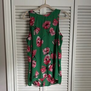 Who What Wear Green and Pink Floral Sleeveless Tank Top